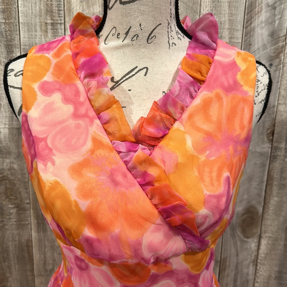 Gorgeous Vintage 1960’s Ruffled Maxi Hostess Dress